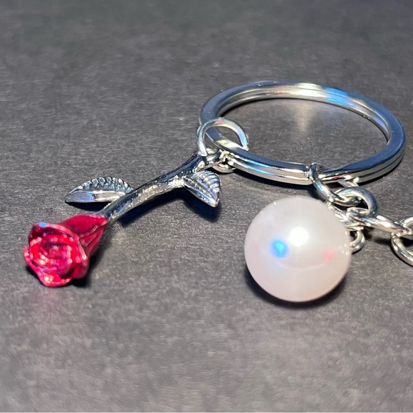 Rose and Heart Bag Charm / Keychain - Picture 3 of 8